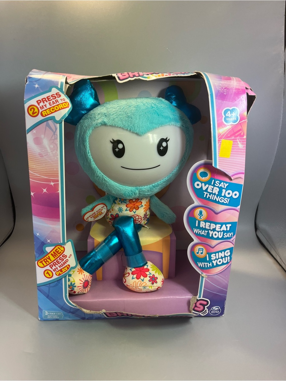 Brightlings Interactive Singing Talking Recording Approx 15" Doll Teal/blue *NEW